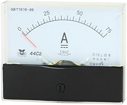 uxcell Аналогов Панел Измерване на Dc ток 0-75A 44C2/75A Амперметър за Тестване на Автомобилната верига кабел за зареждане Акумулаторен Тестер Амперметър Опаковка от 1