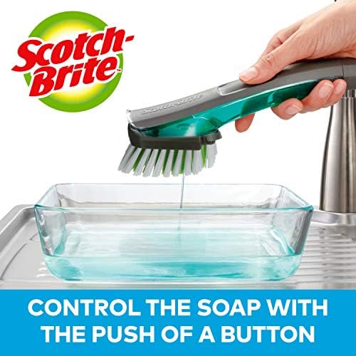 Scotch-Brite Advanced Soap Control Четка за миене на съдове, Антибактериална * Четка-дюза за миене на съдове с дозатор сапун с дюза за миене на съдове Refil, 3 опаковки