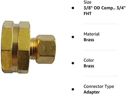 1 Бр.. Адаптер за маркуч с външна резба 3/8OD Compression x 3/4FHT, Месинг, 1 опаковка