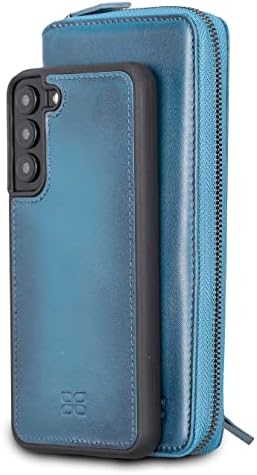 Кожен калъф BOULETTA Samsung Galaxy S23 Plus, една Чанта-портфейл ръчно изработени Galaxy S23 Plus джоб с държач за карти за мъже, Магнитен Подвижна чантата си 2 в 1, защитен RFID (син)