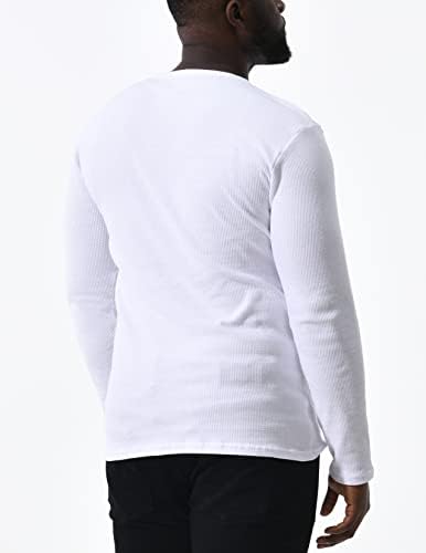 Comfneat Мъжки Термо-Риза с дълъг ръкав от 2 опаковки, Гофрети, Трико, Меко и Удобно Бельо, с Кръгло деколте, Топ