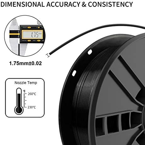 Черна нишка ABS 1,75 мм, комплект направления за 3D-принтер NovaMaker от ABS-пластмаса, без мирис, точност +/- 0,03 мм, бобини с тегло 1 кг (2,2 кг), подходящ за повечето принтери FDM (черен, 2 опаковки)