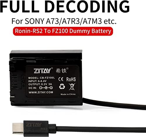 Кабел адаптер за захранване ZITAY RS2 RS3Pro към NP-FZ100 с фиктивна батерия, Съвместима за Sony Alpha A7 III, A7R III, A7R IV, A9, Alpha 9S, A7R3, A7S III, III A7R