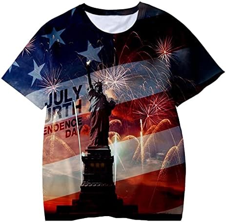 Дрехи, Ежедневни блузи с 3D принтом Независимост за деца, Тениска за момчета на 4 юли, Потници за момчета, Обикновена тениска