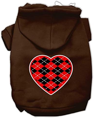 Hoody Mirage Pet Products 20Argyle Red Heart с Трафаретным принтом за домашни любимци, 3X-Large, Кафяв
