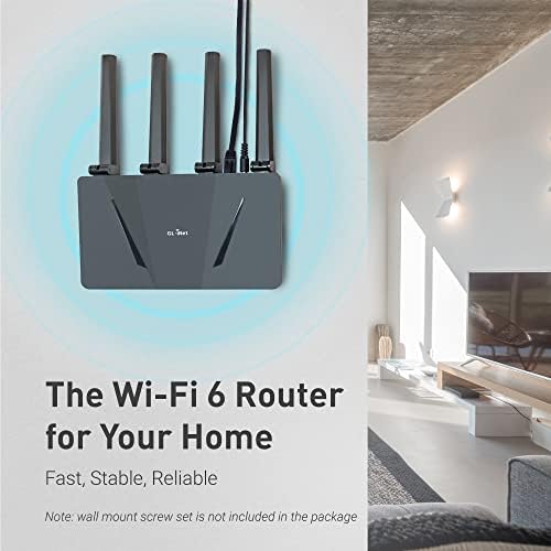 Рутер GL.iNet GL-AX1800 (Flint) WiFi 6 - двойна лента Gigabit ethernet безжичен интернет-рутер | 5 порта Ethernet x 1G | До 120 устройства | Невероятна скорост на OpenVPN и WireGuard | Сигурност WPA3 | MU-MIMO | 802.11