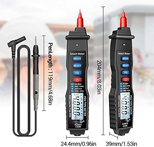 WALNUTA A3003 Цифров Мултицет Pen Type 4000 Точки с Безконтактен тестер непрекъснатост на Съпротивление на диода напрежение ac/dc (Цвят: черен)