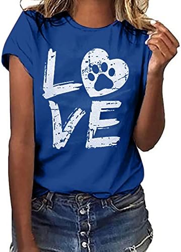 Дрехи с Къс Ръкав Love Graphic Work Офис Забавно Блуза, Тениска за Жени Памучен Тениска Лято Есен Жените TA TA