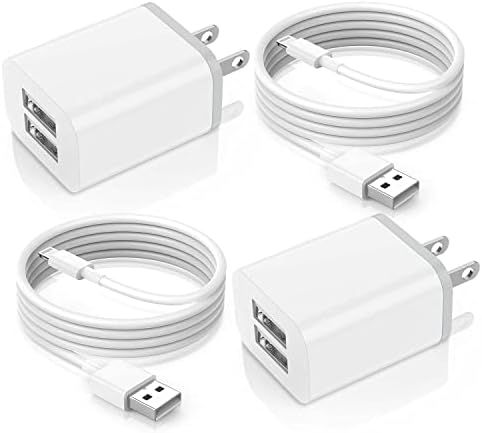 2 опаковане на Сертифицирани от Apple ПФИ Зарядно устройство за iPhone, Блок Зарядно устройство за iPhone, монтиран на стената конектор Cube с 3-футовым кабел Lightning, Кабел за бързо зареждане, Зарядни устройства