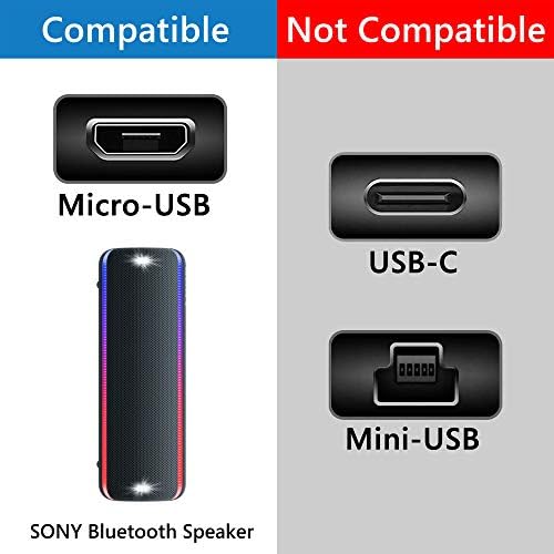 Къс кабел за зареждане на високоговорители GEEKRIA Micro-USB съвместим със зарядно устройство на Sony SRS-XB32 XB22 XB20 XB31 XB41 X11 XB01 BTV5 X99, разменени кабел за зареждане на захранване о