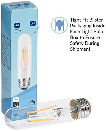 Simba Lighting LED T10 Тръбни електрически крушки с нажежаема жичка Edison (3 опаковки) 6 W, с регулируема яркост, еквивалент на 60 W 120 за изработка на корпуса, дисплеи, Лампи за пиан