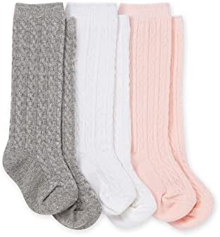 Чорапи бърт Bees Бебе за малки момичета, Комплект от 3 плетени чорапи до коляното от памук дължина до коляното