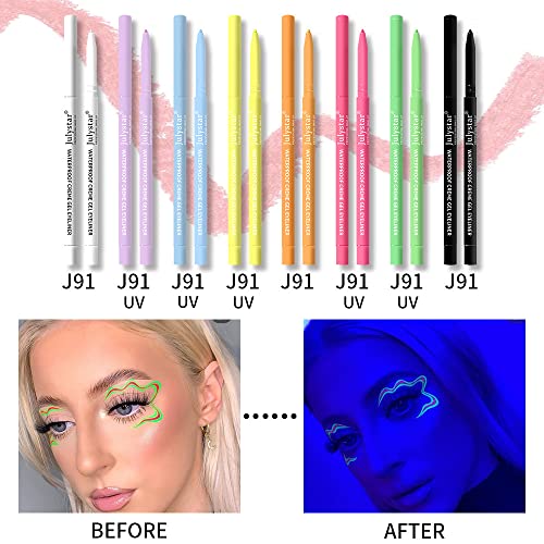 INTEROOKIE Цветни UV-луминесцентна гел писалка за очна линия на очите, водоустойчив, маслостойкая, не тускнеющая перлена дръжка за очна линия на очите, козметичен грим (J92)