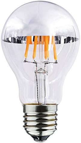 Половината Хром Led лампа с нажежаема жичка A19 мощност 8 W, Със Сребърен връх, на Основата на E26, Мек Топъл бял 2700 К, Еквивалент на 70 W, 110-120 В променлив ток, с регулируема яркост (8)