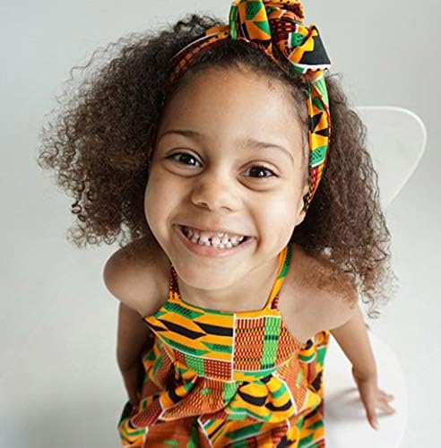 Превръзка от неопрен за коса с открити рамене и принтом в африканския стил за малки момичета, ежедневна Рокля на Принцеса, Първите Рокли за (цветни, 3-4 г.)