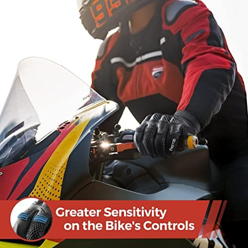 Мотоциклетни Ръкавици FREETOO Carbon Knuckle Armor за мъже и жени, Дишащи Кожени Ръкавици за езда със защитата на дланите от TPR, Леки Мотоциклетни ръкавици с допълнително изземване, Съвместими със сензорен екран
