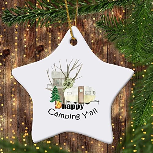 3-Инчов Коледна Украса за Къмпинг Happy Camping y ' all Star Коледна Украса за Деца, Момчета И Момичета, Висящи Украшения за Елхи, Украса за Коледното парти