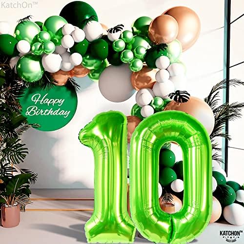 Катчон, Светло Зелен балон с номер 10 - 40 инча | Майларовый Зелен балон с номер 10, Украса от 10-ти рожден ден за момчета | балони с номер 10 на рождени дни и | декорация на 10-ти рожден ден за момичета
