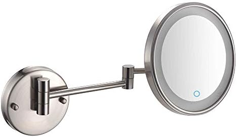 8-инчов Led Лампа, за Монтиране на стена Тоалетка Огледала За Грим Двустранно Огледало Сензорен Превключвател на Увеличително Огледало За Бръснене С Регулируеми Дръжки Огледало