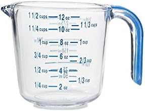 Пластмасови мерителни чаши Arrow за течности, 1,5 чаши С дръжка Cool-Grip - Не съдържат BPA, Штабелируемые Мерителни чаши с накрайник и ясни измерения - Може да се използва в микровълнова фурна и съдомиялна машина