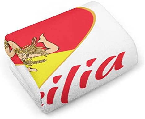 Флаг Сицилия - Сицилия Тринакрия Кърпи За Ръце, Салфетки за Измиване на Лице и Тяло, Мека Гъба с Приятен Принтом за Баня, Кухня, Хотел