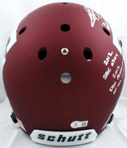 Кестеняво каска Texas A&M Schutt F/S с автограф Джони Мэнзила с 5 вложки.-BAWHolo - Студентски Каски с автограф