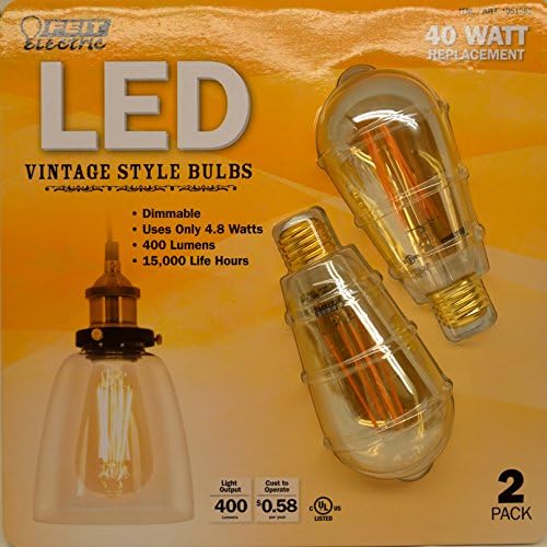 Led лампи FEIT в ретро стил - 4,8 W/40 W за замяна, 2 опаковки
