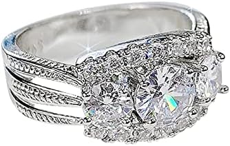 2023 Нов пръстен с пълна диамантен пръстен и цирконием за жени, прости модни бижута, популярни аксесоари за пръстени за жени, лъжица (сребро, 8)
