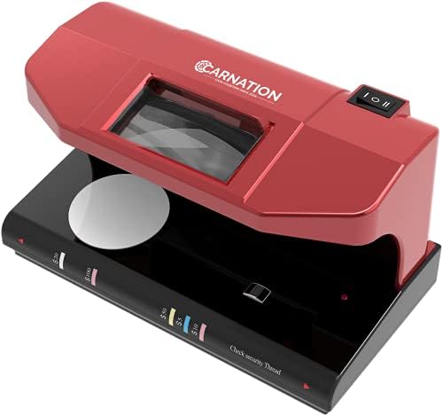 Детектор на фалшиви банкноти Carnation CRD12+ - Двустранен система за сканиране на банкноти С помощта на трайни ултравиолетови светодиоди и технологията за магнитно мастило - Многовалутна проверка на щатския долар,