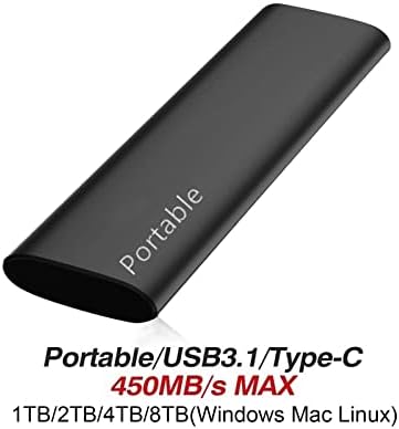 SAWQF 8 TB Външен SSD Твърд диск SSD Портативен твърд диск 1 TB/2 TB/4 TB Външен твърд диск 1tb HDD за лаптоп USB Type C 3.1 (Цвят: бял-Динозавър Doodle4, Размер: 1 TB)