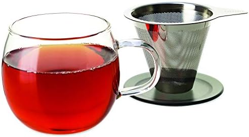 Стъклена чаша за чай FORLIFE Lucidity с Цедка, 12 мл / 355 мл, Дървени въглища