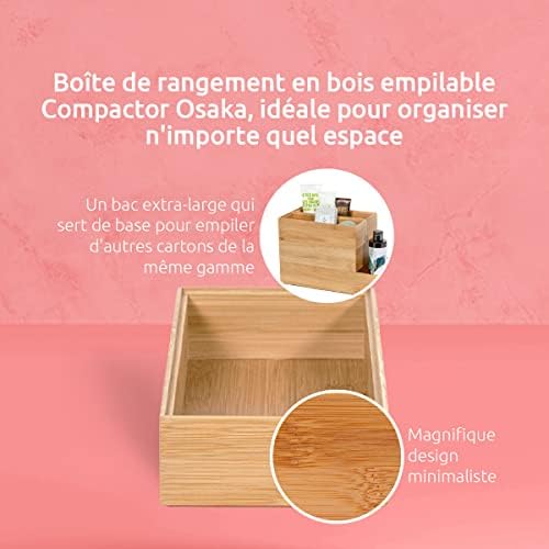 Компактор Osaka Bamboo Storage Box, Много Голям Штабелируемый Дървена Кутия за съхранение, 30 x 15 x H. 6,5 см, Естествен Бамбук, Кафяв, RAN6962