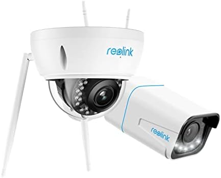 5-Мегапикселова камера за сигурност REOLINK, Wi-Fi На 2,4 / 5 Ghz, 5-кратно оптично приближаване, за Откриване на човек / на превозното средство, комплект RLC-511WA с RLC-542WA, (Куршум и купол)