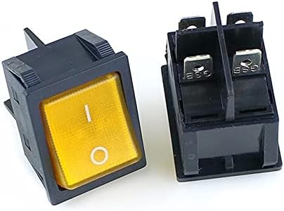 HWGO Голям ток KCD4 Led лампа с подсветка DPST ВКЛ-изкл 4Pin Защелкивающийся кулисный ключ 20A/250V 25A/125V ac адаптер (цвят: жълта светлина)