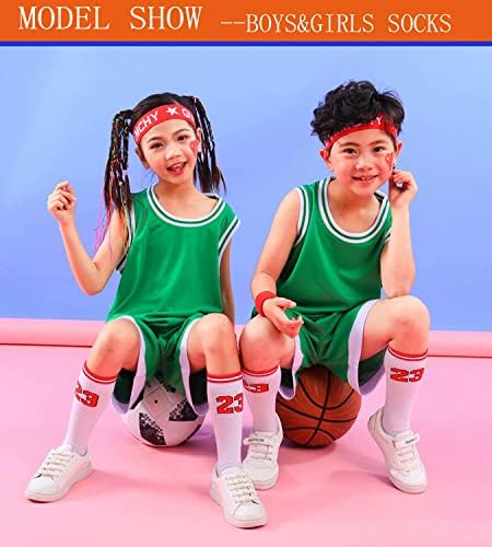 3 Двойки на Баскетболни Чорапи за Момчета и Момичета, Спортни Дишащи Младежки Спортни Баскетболни Чорапи за Джогинг, Подаръци за деца 6-14