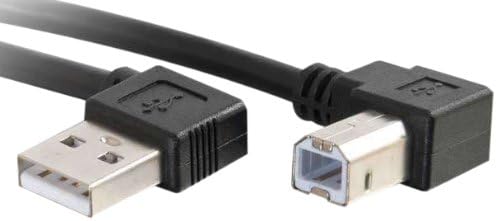 USB кабел C2G, Кабел USB A-B, Правоъгълен USB-кабел, Кабел за USB 2.0, 6,56 Фута (2 метра), Черен, Кабели в комплекта 28110