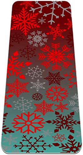 Unicey Коледен модел под формата на Снежинки в Ретро стил, дебел Нескользящий подложка за упражнения и Фитнес 1/4 за Йога, Пилатес и фитнес на пода (61x183 см)