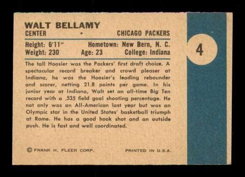 Спортни Сувенири №4 Walt Bellamy RC HOF - Баскетболни карта Fleer 1961 г. съобщение (Star) С оценката EX + - Баскетболни карта, без подпис