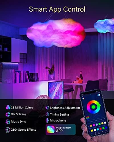OJQ 3D Облак Светлина на Мълния Led Лампа - Многоцветни Пухкави Облаци в Спалнята Светлините на Буреносни Облаци Украса на Стаята си САМ Синхронизиране на Музика Смарт приложение за Управление на USB Тавана Дъгата Лампа