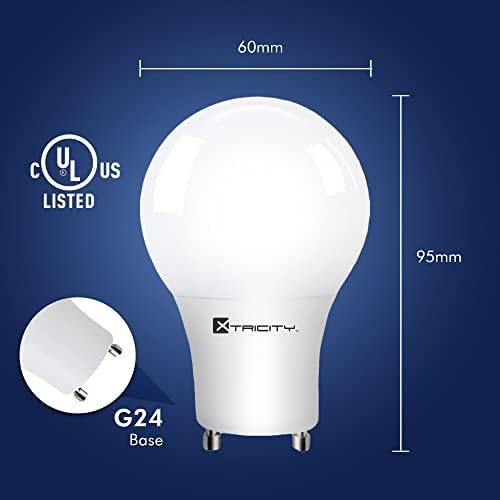 Plug-in Xtricity LED A19 GU24 с регулируема яркост, 10 W (еквивалент на 60 W) 120 В, 800 лумена, мек бял 3000 До посочен UL, сертифицирани RoHS, (2 опаковки)