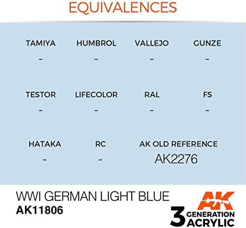 AK Акрилни бои 3Gen въздухоплавателни средства AK11806 времето на Първата световна война, Немски, Светло синьо (17 мл)