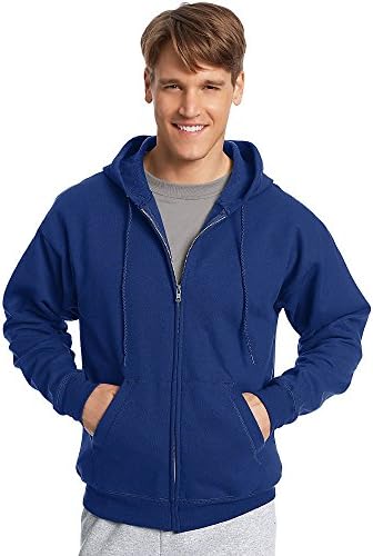 Пуловер с качулка Hanes Adult ComfortBlend EcoSmart с цип, Дълбоко Роял, X-Large