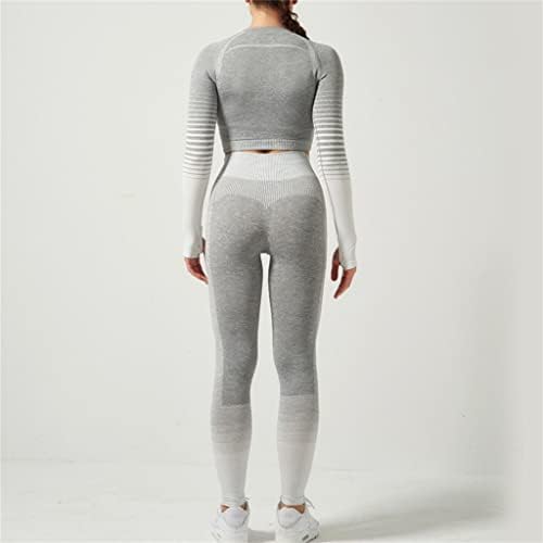CZDYUF Комплект дрехи за Йога, Женски Быстросохнущий спортен костюм за бягане, с наклон от две части за Фитнес (Цвят: D, Размер: Средно)