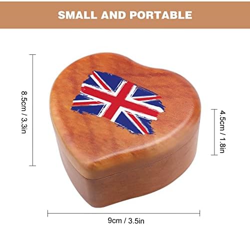 Знаме на Обединеното Кралство Дървена Музикална Ковчег В Формата на Сърце Музикални Кутии Реколта Дървена Кутия за Подарък