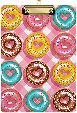 Клипборда Glaphy Donuts, Изпъстрен Акрилни Таблети формат А4 с букви за студенти, Учители, Съседи из Офиса, Нископрофилен Скоба, Стандартен размер, 12,5 x 9 инча