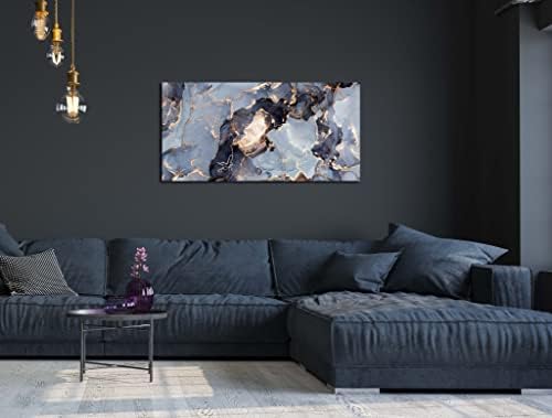 Абстрактен Платно на стената-Изкуство за хола - Черно-бяло Стенно изкуство за Спалня - Златни Голяма Картина на Мрамор, Плакат, Готов да бъде обесен, Размер 40 x 20