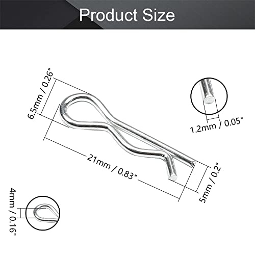 Bettomshin 1.2 mm x 21 mm Въглеродна Стомана R Образни Пружинни шпонки болт Скоба Жени Задържане Профили Сребрист Тон 20pcs