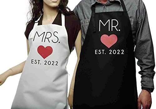 Кухненски престилки на г-н и г-жа Двойки (комплект от 2 теми), Сладки Кухненски Престилки за младоженци