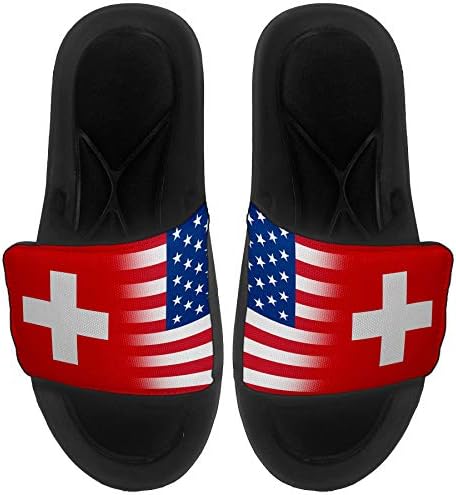 Най-добрите сандали ExpressItBest с мека Подплата/Джапанки за мъже, Жени и младежи - Флаг на Швейцария (Швейцария) - Швейцария Flag