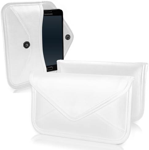 Калъф BoxWave, който е Съвместим с Motorola Moto Z3 Play (Case by BoxWave) - Луксозни Кожена чанта-месинджър, дизайн своята практика-плик от изкуствена кожа за Motorola Moto Z3 Play - цвят слонова кост, Бял